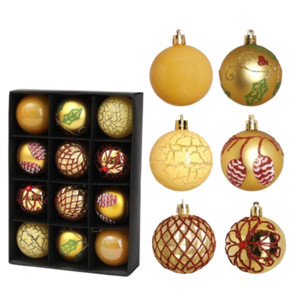 12pcs Shatterproof Painted Christmas Balls Pendant  Home New Year Festival Gift