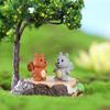 2Pcs Squirrel Toys Handmade Home Decoration Mini Durable Fairy Garden Crafts Ornament for Bedroom