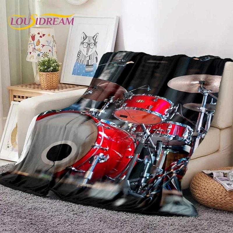 Drum Kit Drum Stand Set Music Instruments Soft Flannel Blanket for Beds Bedroom Sofa Picnic,Throw Blanket Outdoor Leisure Gift