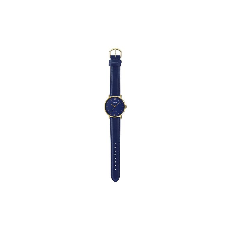 Casio STANDARD series ins simple style business casual versatile classic pointer blue dial waterproof quartz movement leather strap MTP-VT01GL-2B