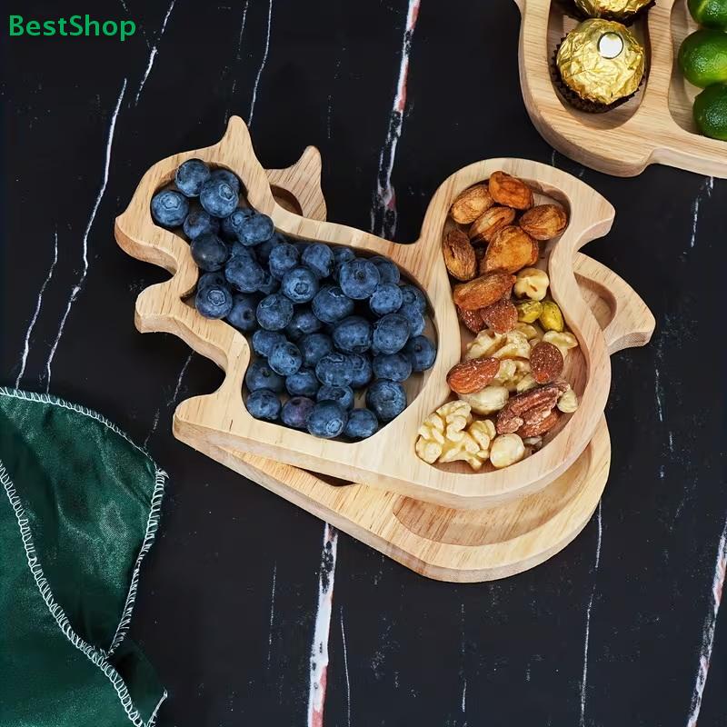 Wooden Fruit Platter Set | Creative Shape Divided Snack Trays for Fruits, Nuts & Candies