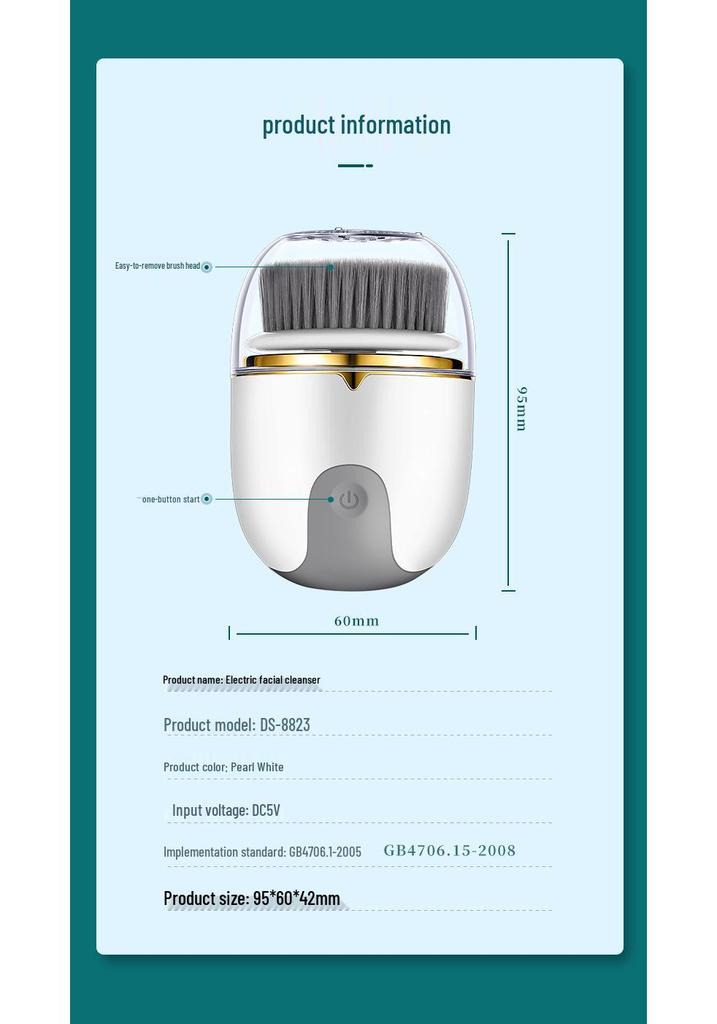 Electric Facial Cleansing Brush - Soft Bristle Exfoliator and Pore Cleaner Beauty Device