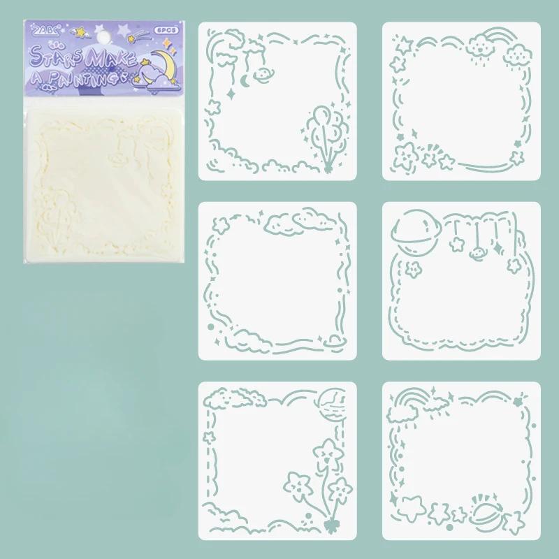 6pcs Children's Stencils Cartoon Animal Pattern Drawing Template Notebook Graffiti Student School Supplies