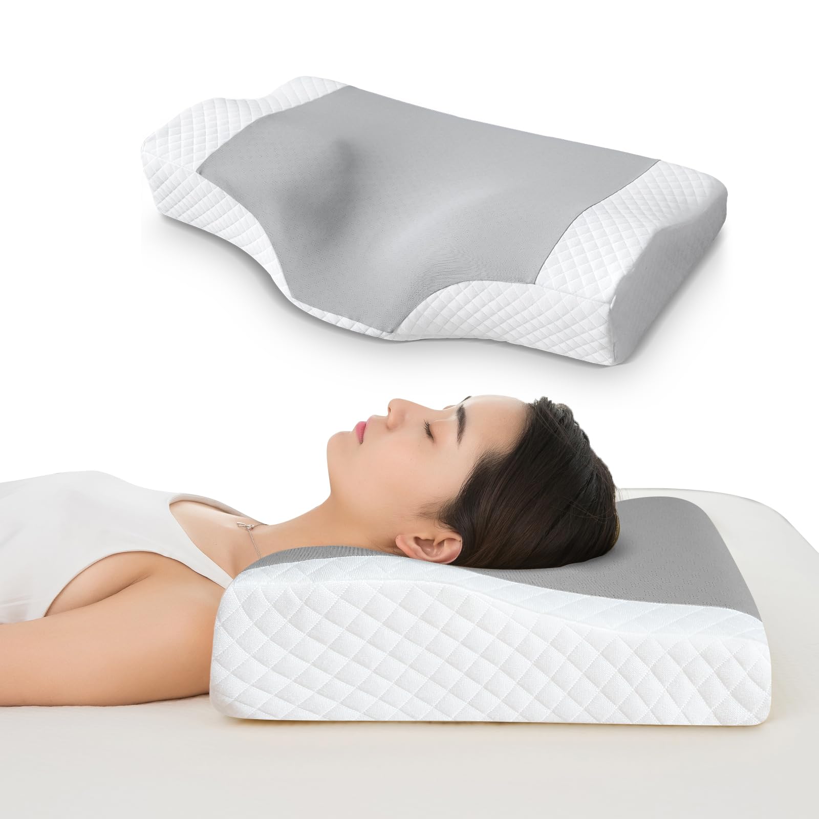 

AooDen Pillow: Relieves Neck Pain, Popular Memory Foam Pillow for Side and Back Sleepers, Breathable, Washable Cover, Memory Foam Pillow, High and