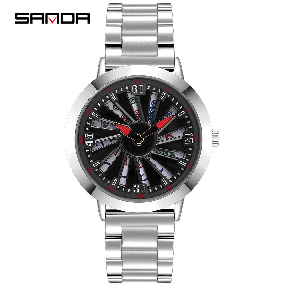 Sanda Meilleure Vente 1088 Montre pour Adolescent: Personnalisé, Cadran Rotatif 3D, Tendance, Quartz Étanche.