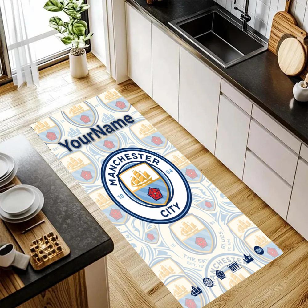 Manchester City Customize Your Name Kitchen Rug Runner Rug Laundry Mat Hallway Entryway The Best Gift Choice