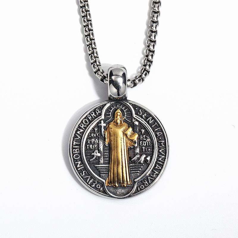 Saint St. Benedict Collar Medal of San Benito Necklace Men Women Spiritual Virgin Mary Pendant Chain
