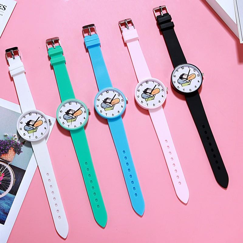 Cartoon Watch Female Students Simple Small Fresh Girlfriend Children Jelly Watch Male And Female Primary And Secondary School Students Quartz