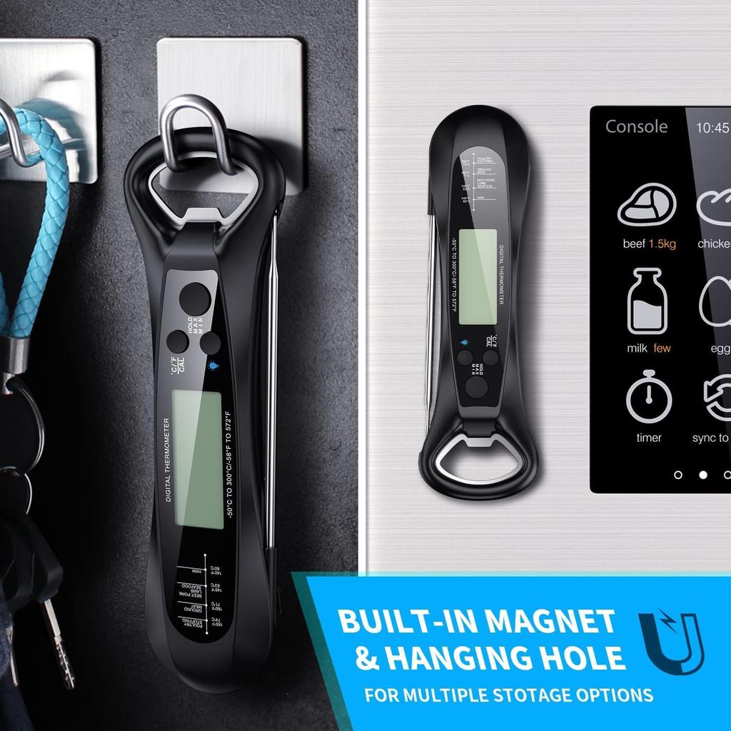 Direktavläsnings Kötttermometer för Matlagning Snabb & Exakt Digital Mat Bakgrundsbelysning Magnet Kalibrering Köksverktyg