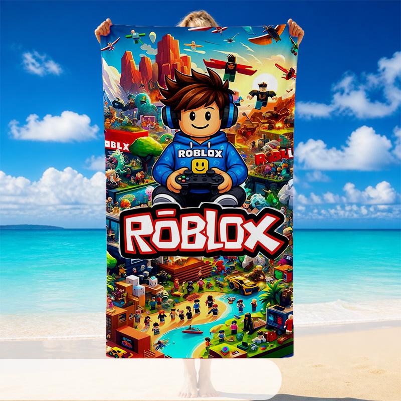 Schnelltrocknendes Strandtuch Roblox-Muster, Leichtes saugfähiges Handtuch für Pool, Strand, Urlaubsgebrauch