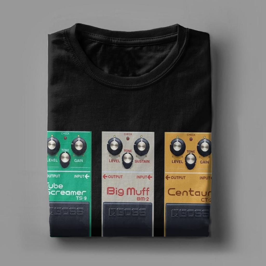 Fictional Pedal Trio Big Muff Guitar Pedal Effect Shoegaze Men's T Shirts Vintage Tees Round Collar T-Shirts Cotton Gift Idea