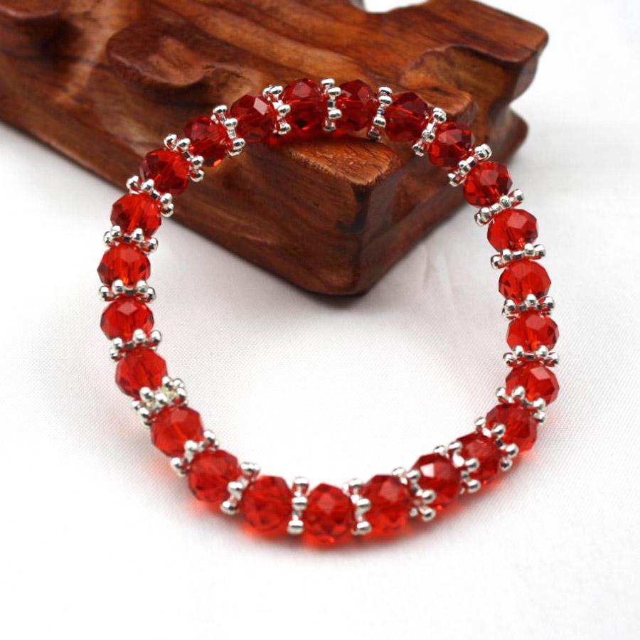 Handmade Women 8mm AB Colorful Glass Crystal Rhinestone Beaded Round Beads Petal Stretch Bracelet Bangle Wrap  Jewelry