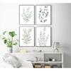 4Pcs Eucalyptus Botanical Wall Art Sage Green Bathroom Pictures Watercolor Mint Green Plant Leaves Poster Print Modern Minimalist Aesthetics Canvas
