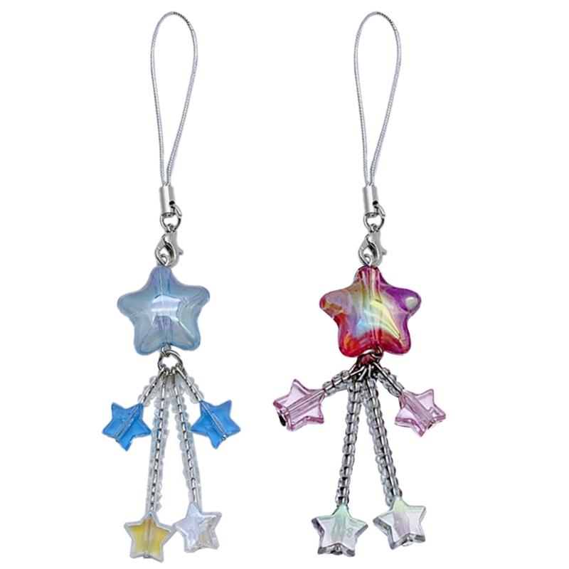 Star Bead Tassels Pendant Phone Charm Hanging Rope Cute Phone Chain Strap Bag Decoration Lanyard Keychain Accessories