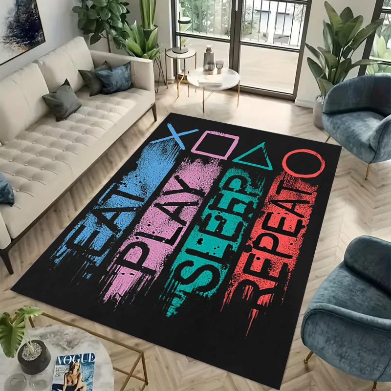 Tecknad Spelare Spelkontroll Matta För Vardagsrum Halkfri Sal Soffa Stor Yta Matta Sovrum Barnlekrum Golvmatta