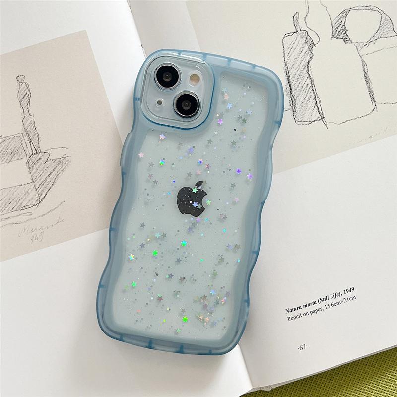 Pro iPhone 15 14 13 12 11 Pro Max XR XS SE 7 8 Plus Pouzdro Roztomilý průhledný hybridní třpytivý kudrnatý kryt nárazníku Soft Fundas