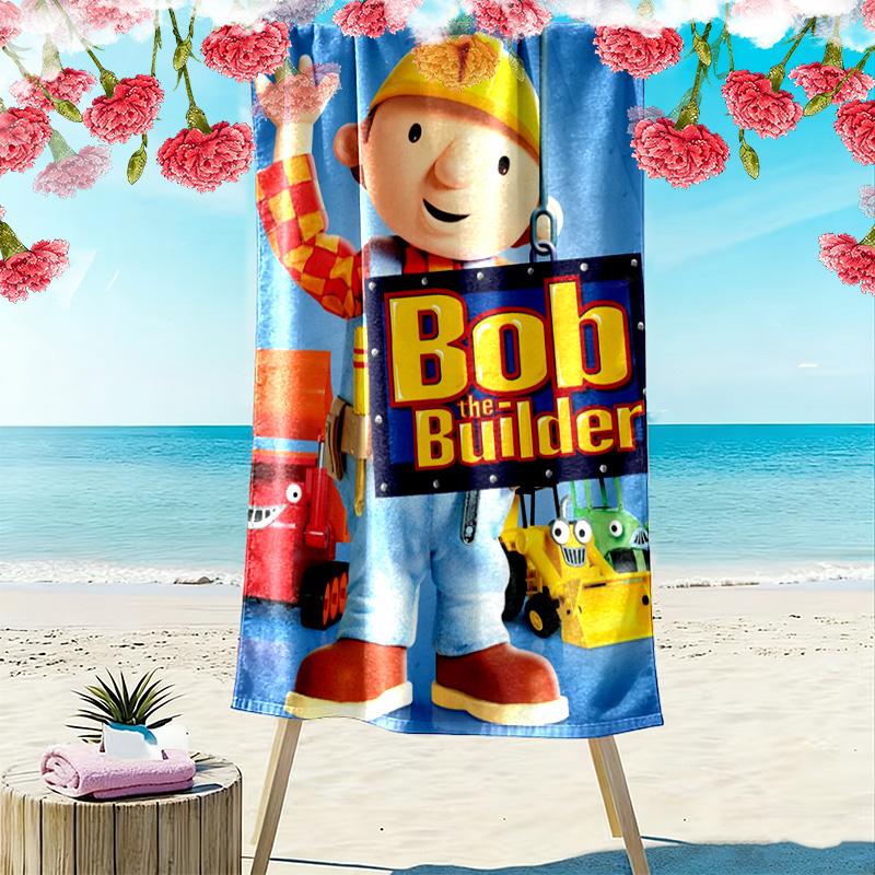 Bob der Baumeister Anime Druck Strandtuch, Großes Weiches Schnelltrocknendes Handtuch für Strand Camping Schwimmen