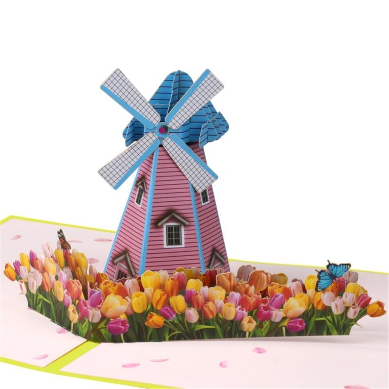 Elegant 3D Foldable Greeting Card Artistic 3D Foldable Card with Colorful Flowers Personalized Surprise for Lover