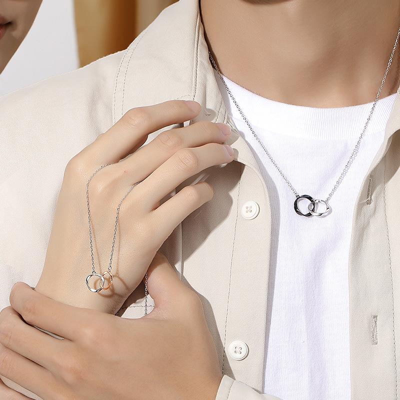 Mobius Ring Couple Necklace Female Collarbone Light Luxury Niche Pendant Birthday Gift for Male Girlfriend