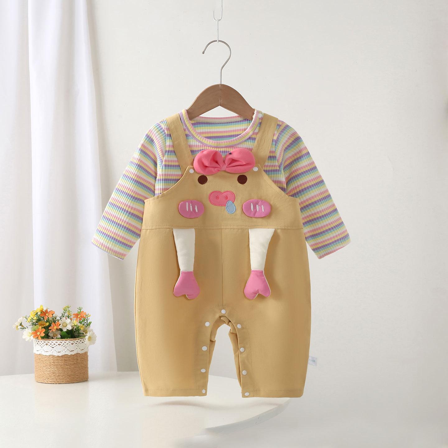 

Adorable Infant Girls Autumn Overalls Set - Stylish Two-Piece for Babies 90cm