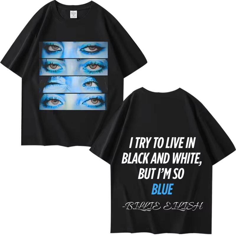 

Billie Eilish Blue Eyes Hit Me Hard and Soft T Shirt Unisex Women Cotton Short Sleeve Top Summer Print Unisex Fan Gifts Streetwear 2XL
