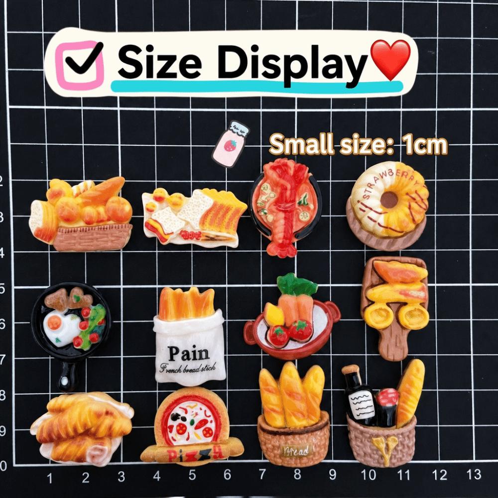 12PCS Resin Bread Fridge Magnets Miniature Food Refrigerator Magnets Home Office Decor