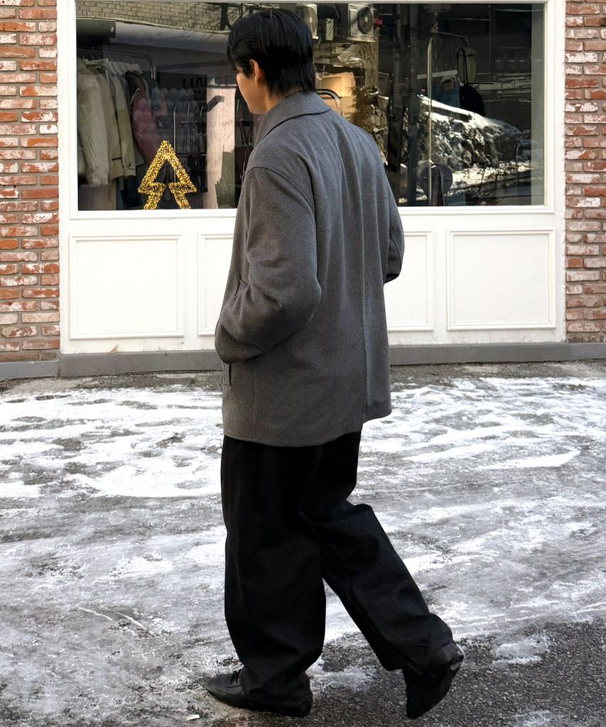 Plac Minimal Pea Coat Charcoal
