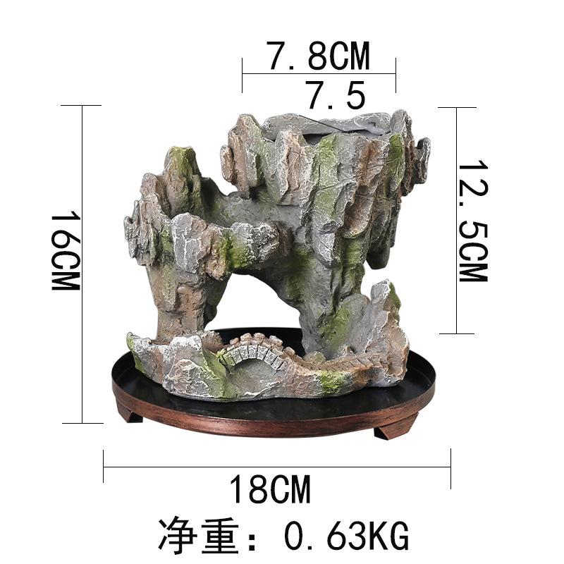 Wenzhu Succulent Basin Fortune Tree Bonsai Retro Rice Bamboo Indoor Good Raising Floating Island Suspended Iron Art Micro Landscape Basin