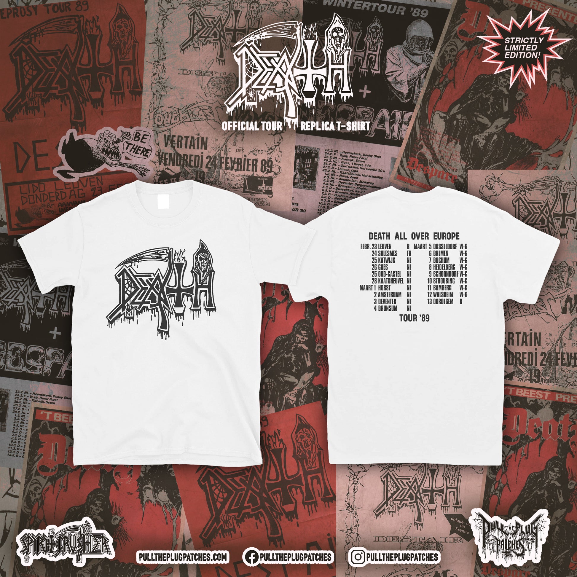 

Death European Tour Replica Short Sleeve Shirt Men Women Cotton Oversized Y2k Streetwear Short Seleeve High Quality Female Male Clothing XXXL білий