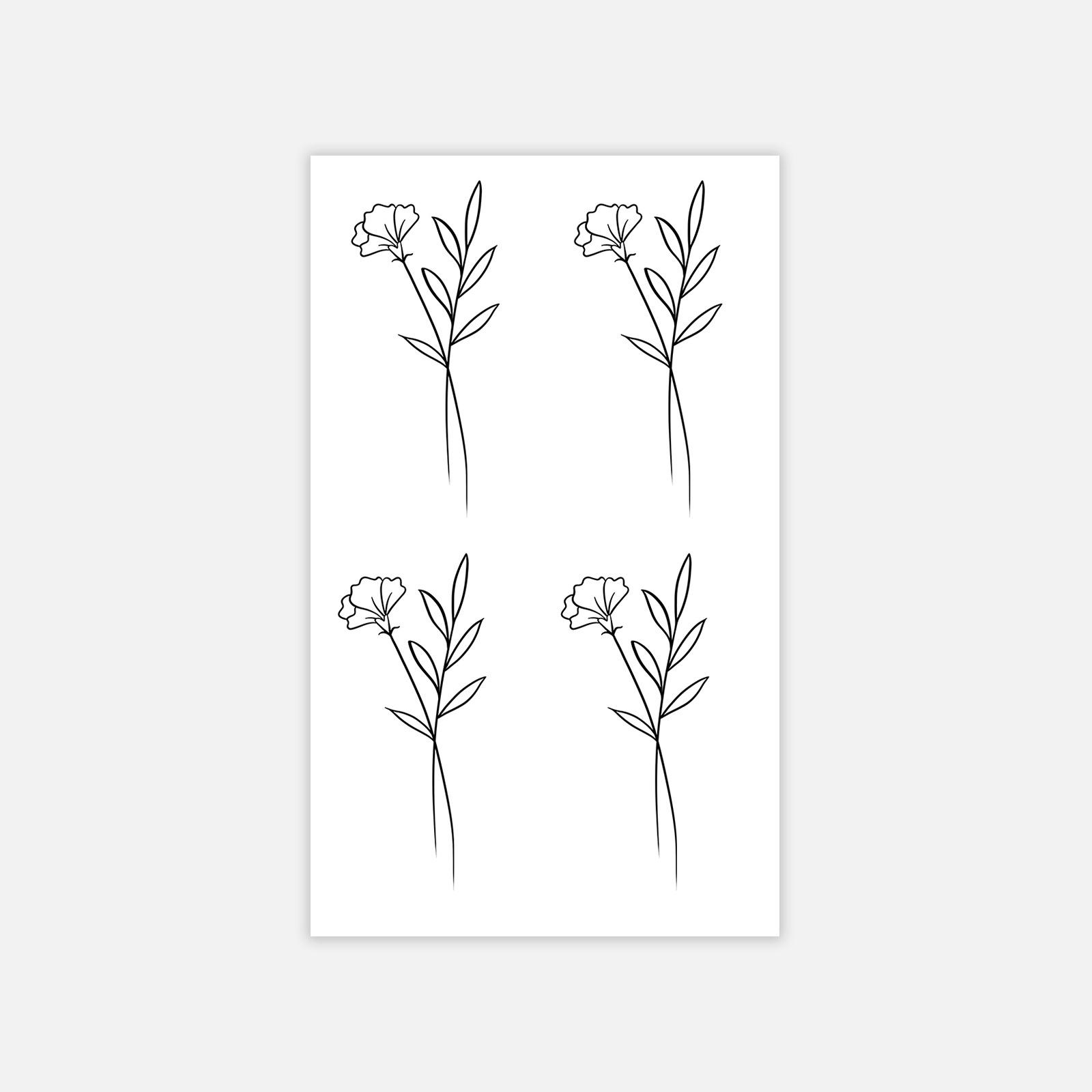 Small Fresh Bouquet Small Picture Tattoo Sticker Simple And Beautiful Tattoo Sticker 6*10