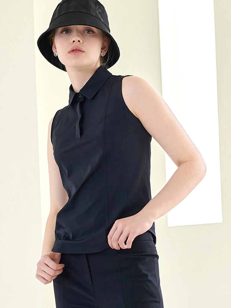 LIKK [3Size] Cut-Out Collar Sleeveless (Black)_L3A1-Ts05C