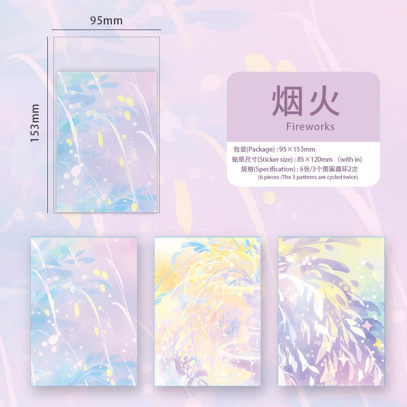 Watercolor Gradient Stickers - 6pcs Beautiful Blend Decals for Journal & Scrapbooking