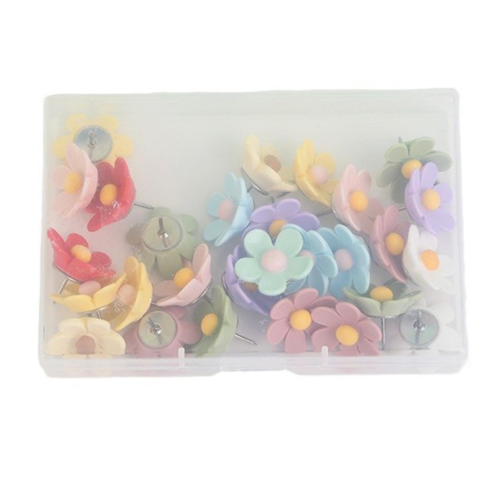 

20/30Pcs Flower Head Push Pins Cork Notice Board Thumb Tacks Drawing Pins Flower Head Pushpin for Office Bulletin Boar 20