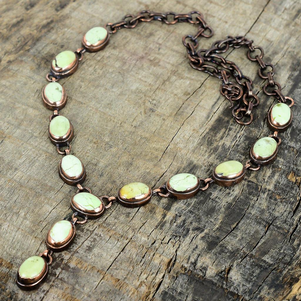 Lemon chrysoprase necklace electroformed copper necklace gemstone jewelry adjustable chain necklace handmade designer necklace gifts for mom