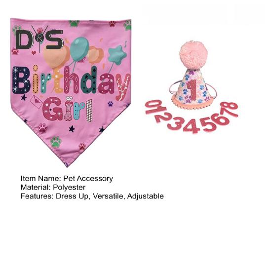 Dog Birthday Costume Accessory Pet Hat Bandana Numbers Set Puppy Dress Up Triangle Scarf Outfit for Small Medium Large Dogs