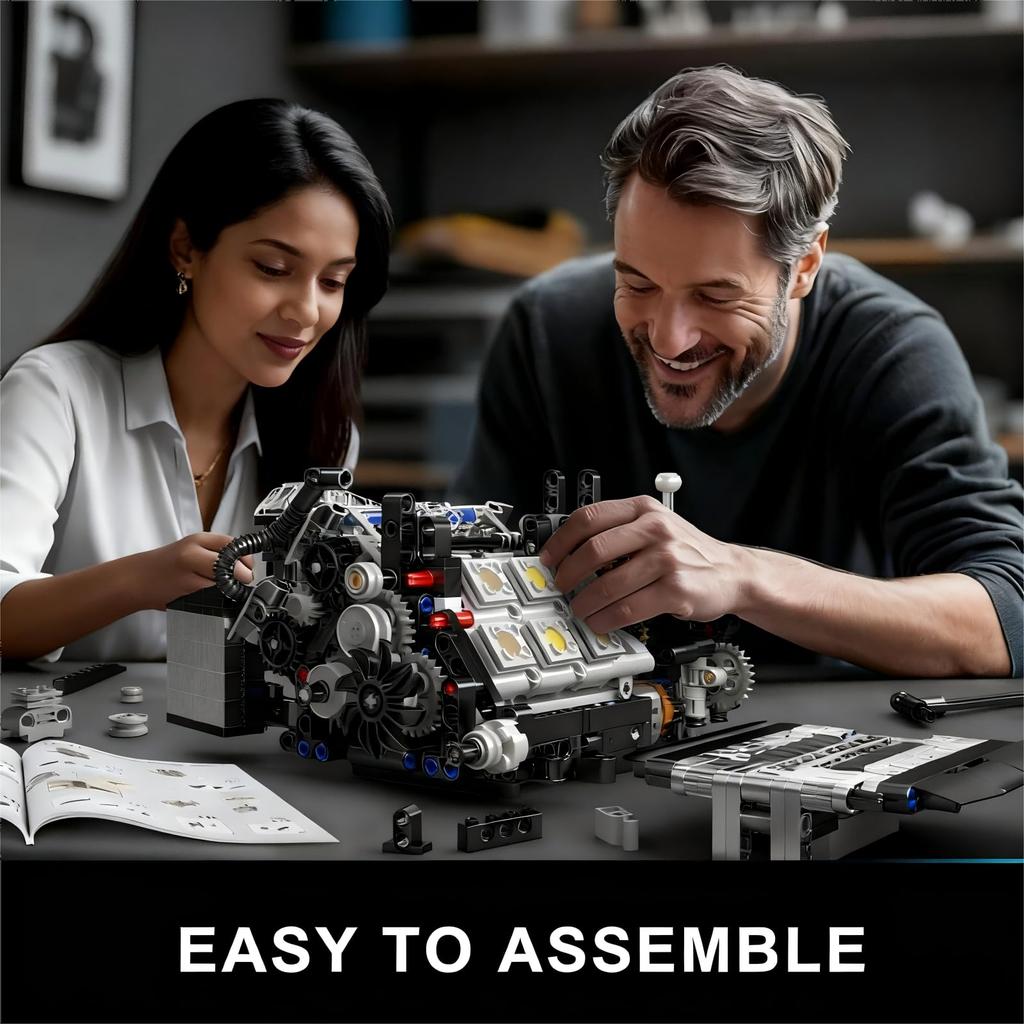 Mould King 10230 W12 Engine Model, Gasoline Car Engine Replica Model Set, STEM Toy for Kids, Adults, Car Enthusiasts, and Collectors (871 Pieces)