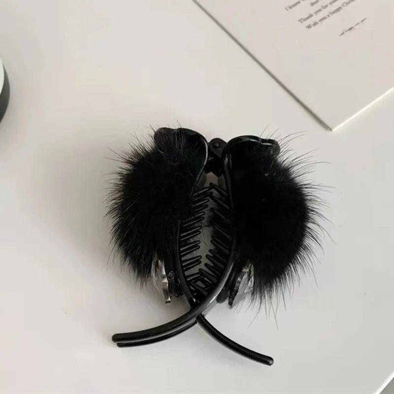 

Французский плюшевый шарик для волос для женщин, новый роскошный держатель для хвоста, заколки для волос, мягкие заколки в форме краба, аксессуары для волос