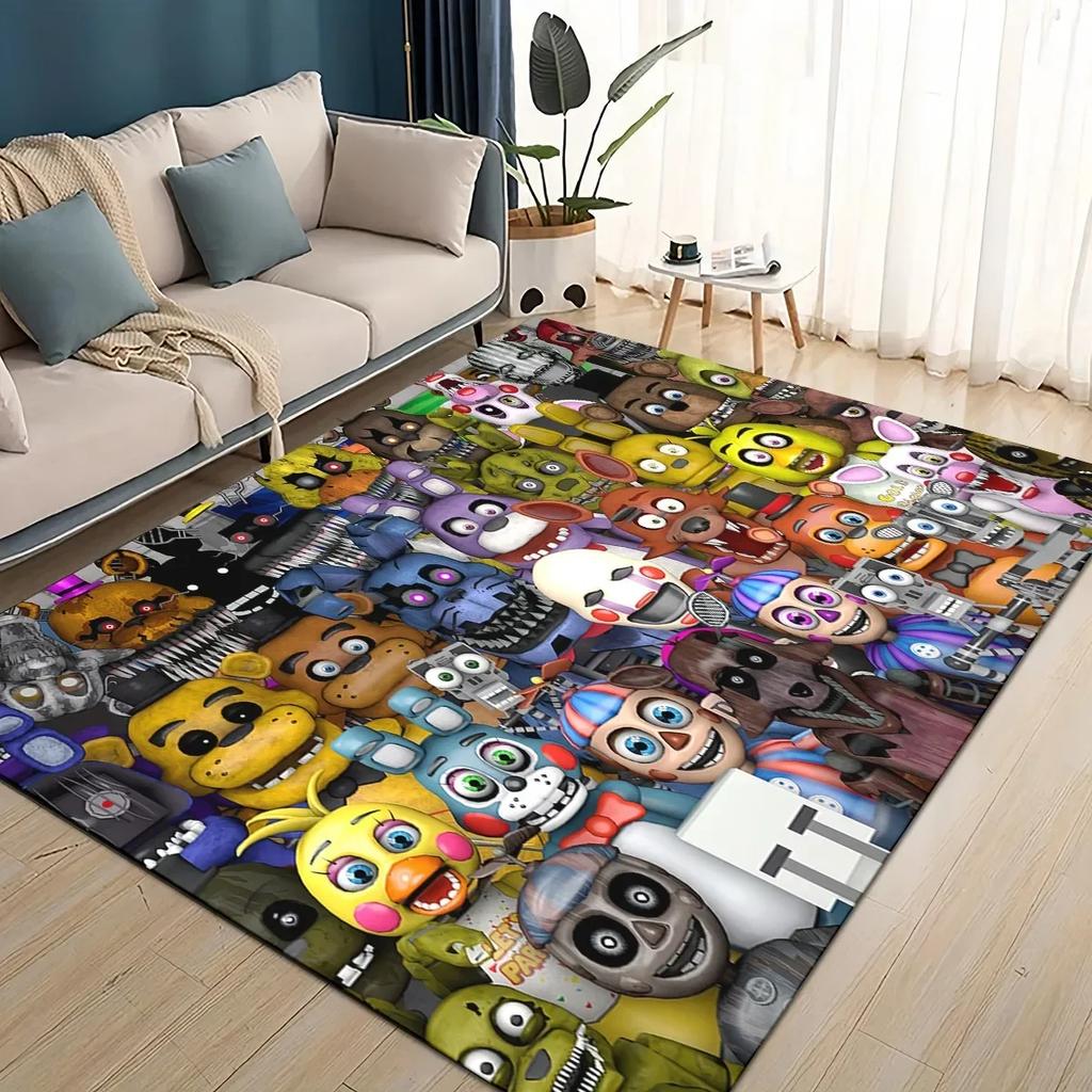 Tappeto Area Gioco Cartoon 3D F-Freddy Grande, Tappeto per Soggiorno Camera da Letto Divano Zerbino Decorazione, Tappetino Antiscivolo per Bambini