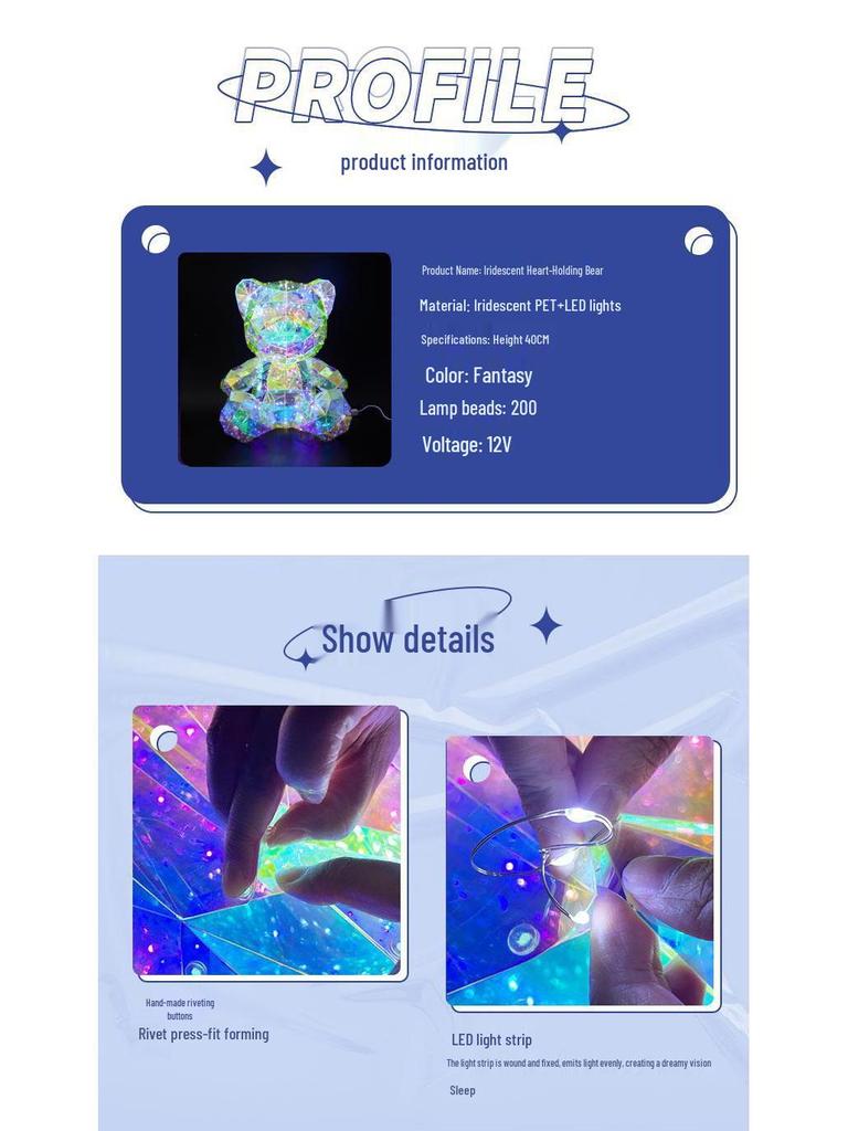 Duhaový svítící medvěd: Perfektní zasněný dárek k narozeninám, pro nejlepší přátele, milence a pro Qixi žádosti o ruku.