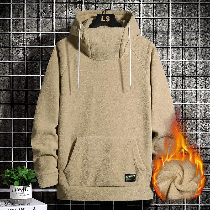

Флисовый свитер осенний мужской свитер с капюшоном и высоким воротом из флиса 3XL хаки
