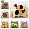 Happy Little Animals Illustrations Cushion Cover Household Decoration Linen Sofa Cushion Cover: Skin-Friendly & Breathable With