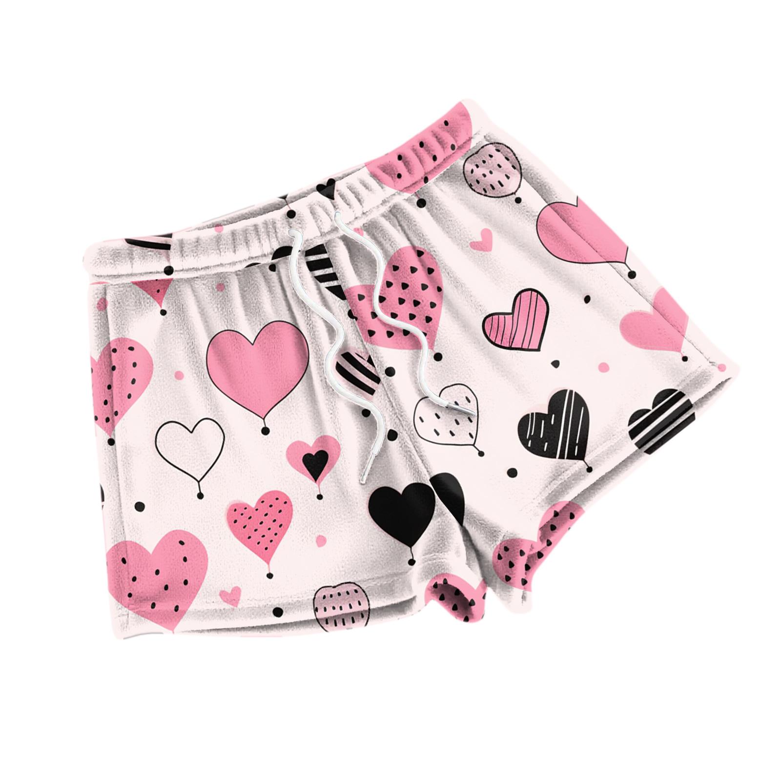 

Women s Fashion Sleep Pants Valentine s Day Printed Casual Plush Shorts L