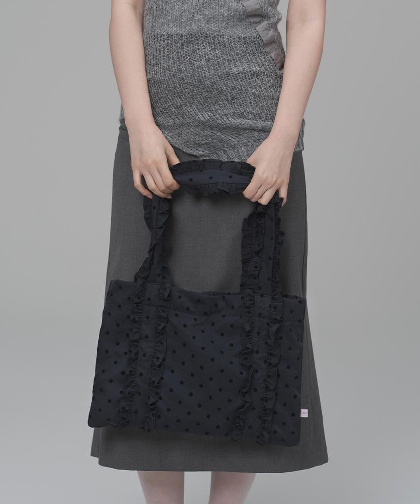 Kimimi Big Frill Dot Medium Shoulder Bag Deep Navy