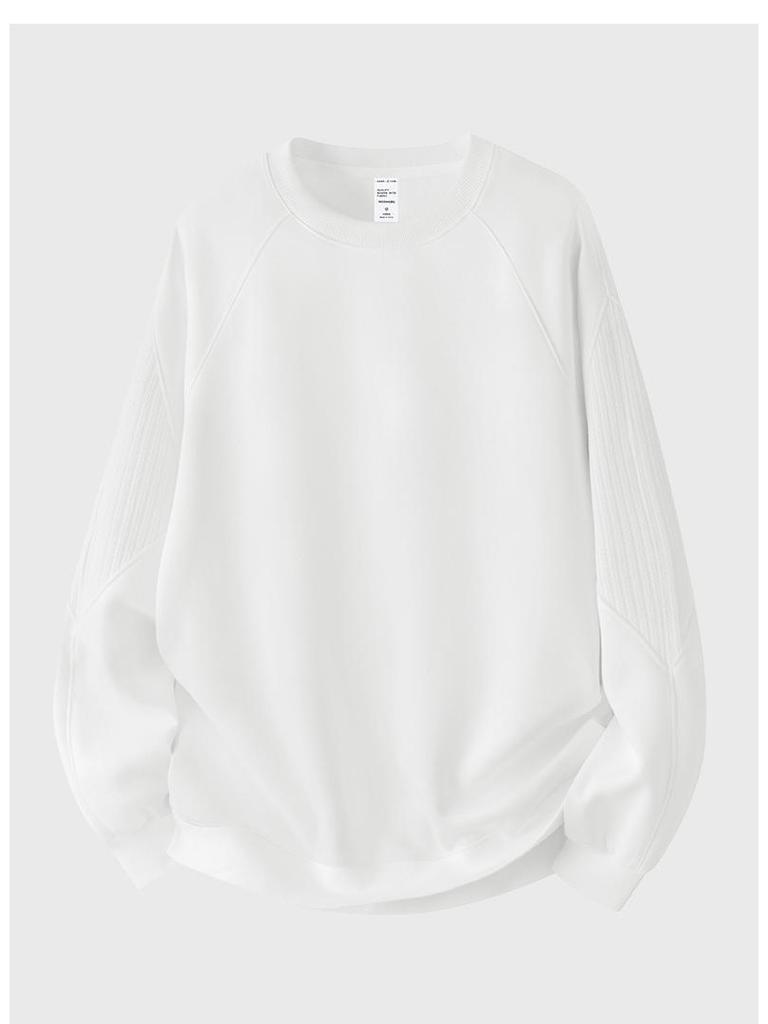 Men's Heavyweight Patchwork Raglan Hoodie: Autumn/Winter Round Neck Casual Layer Top (340G)