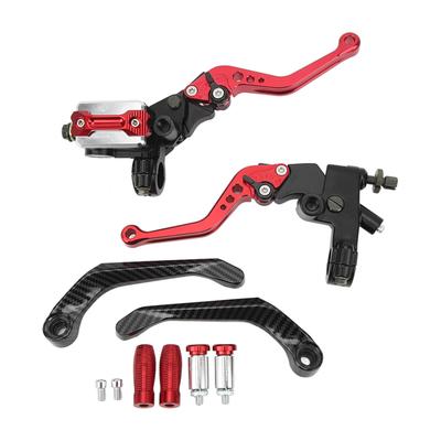 1 Pair 7 8in Brake Master Cylinder Lever Universal Motorcycle Handlebar Kit with Reservoir Carbon Fiber Hand Guard Red