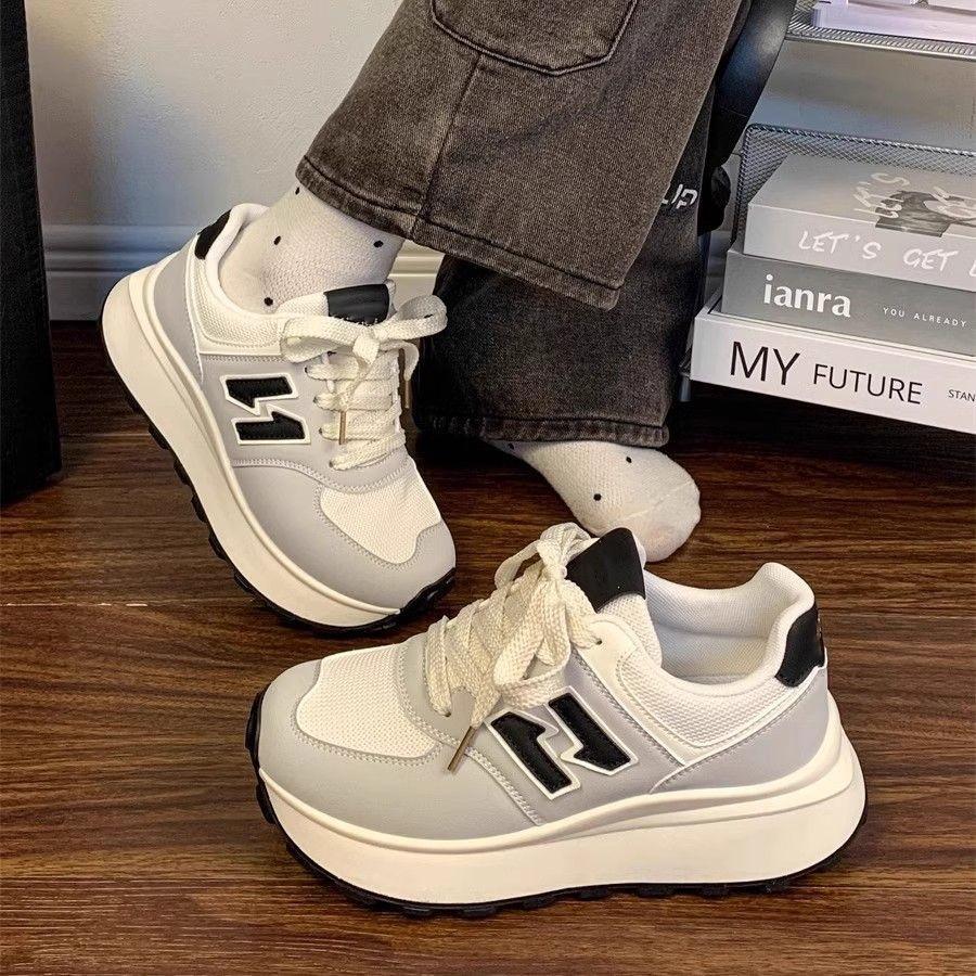 Sneakers Women's Spring 2025 New Versatile Popular Little White Shoes Soft-soled Forrest Gump Shoes Platform Dad Shoes