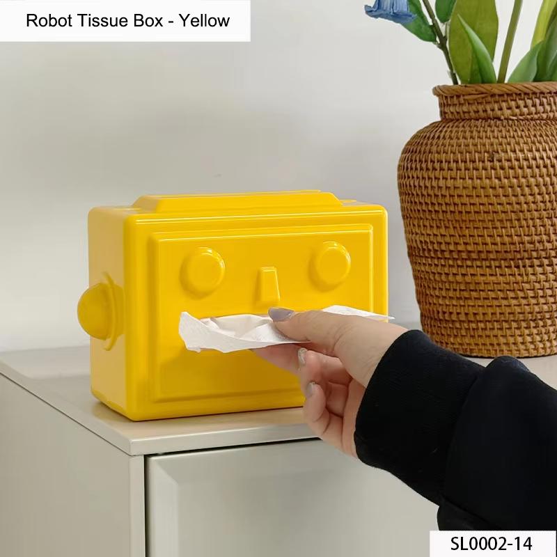 

Yellow Robot Tissue Box Storage Napkin Holder Paper Box Home Desktop Decoration Tissue Holder Kitchen Tissue Box Gift for Friend