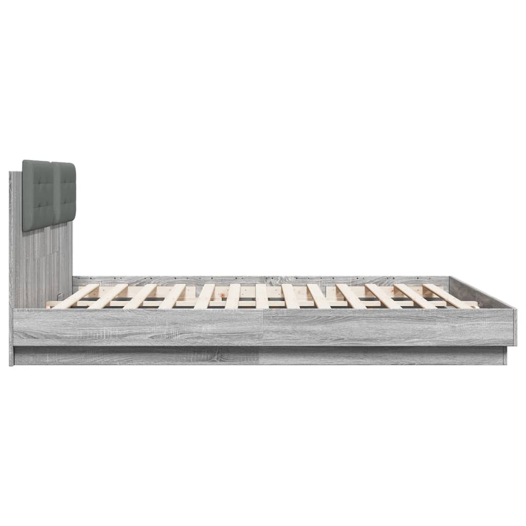 Grey Sonoma Bed Frame with Headboard 200x200 cm Wood Based Material