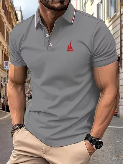 2025 new men s polo shirt sailing print summer lapel men s short sleeves casual breathable luxury luxury luxury XXS