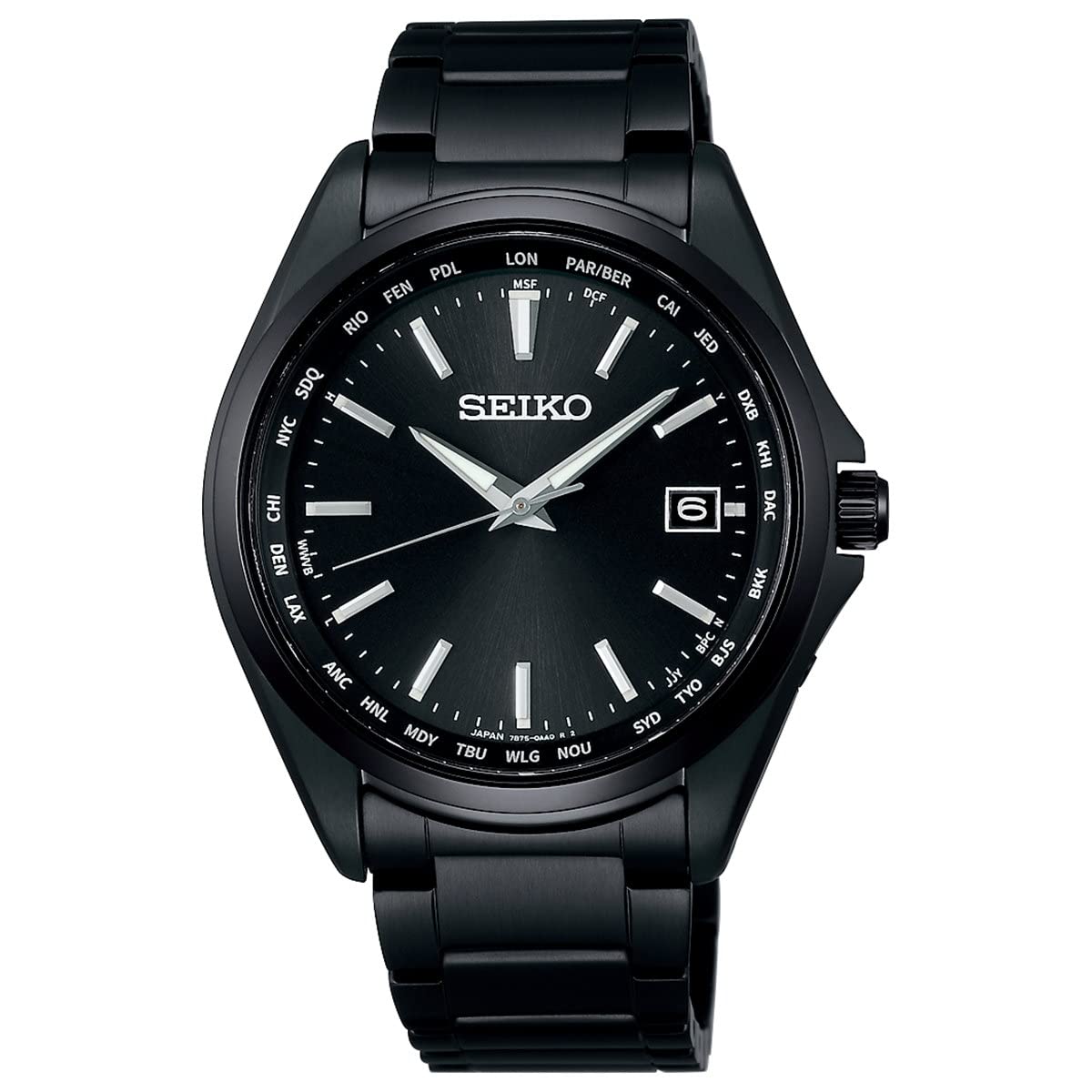 

[Seiko Watch] Чоловічі титанові сонячні годинники з радіокеруванням World Time Black Edition - Seiko Selection SBTM333